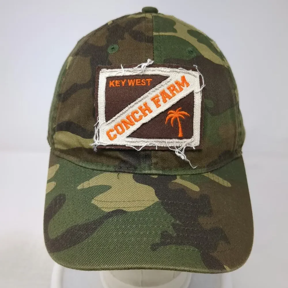 Legacy Baseball Cap Green Camo One Size Key West Conch Farm Palm Tree Patch